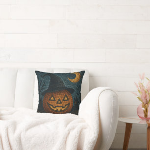 Sensationeller Mosaik-Kürbis-Halloween Kissen