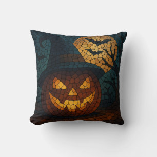 Sensationeller Mosaik-Kürbis-Halloween Kissen