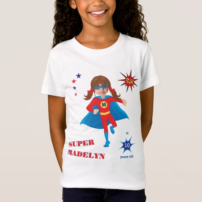 Sensationelles Mädchen Superhero Geburtstag Fantas T-Shirt (Vorderseite)