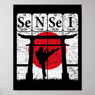 Sensei Periodensystem Elemente Martial Arts Japan Poster