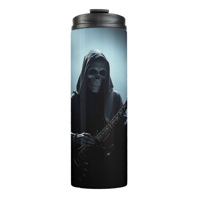 Sensenmann auf der Bühne mit Gitarre Thermosbecher (Vorderseite)