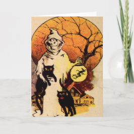 Sensenmann Black Cat (Vintage Halloween-Karte) Karte