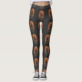 Sensenmann-Cartoon auf Friedhof bei Sonnenuntergan Leggings