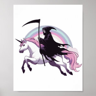 Sensenmann-Einhorn-Regenbogen Poster