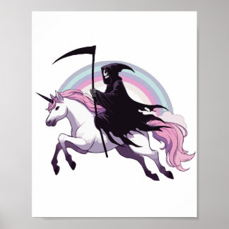 Sensenmann-Einhorn-Regenbogen Poster