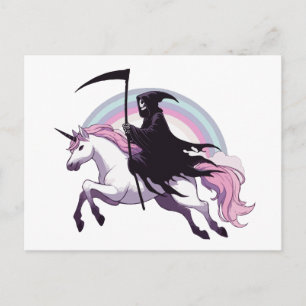 Sensenmann-Einhorn-Regenbogen Postkarte