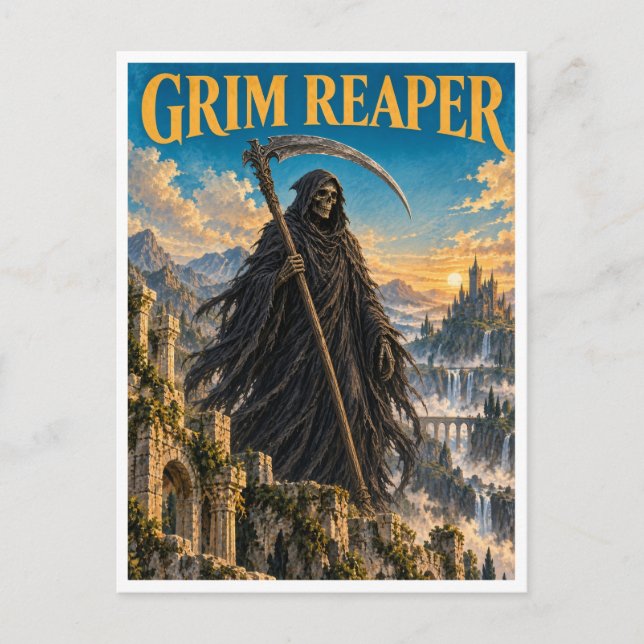 Sensenmann, Gothic Fantasy Monster Postkarte (Vorderseite)