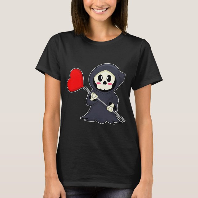Sensenmann Halloween Heart T-Shirt (Vorderseite)