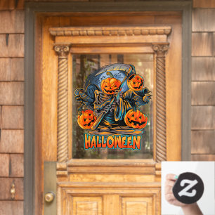 Sensenmann Halloween-Kürbiskopf Fensteraufkleber