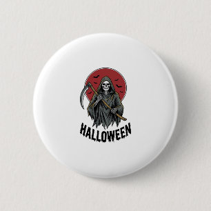 Sensenmann Halloween Vintage Gravur Kunst_1 Button