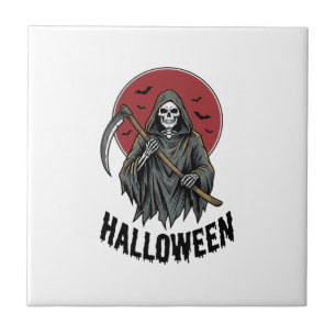 Sensenmann Halloween Vintage Gravur Kunst_1 Fliese