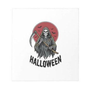 Sensenmann Halloween Vintage Gravur Kunst_1 Notizblock