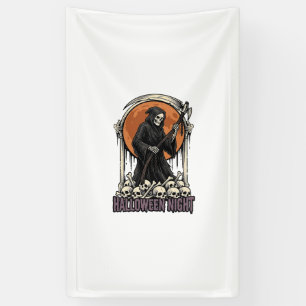 Sensenmann Halloween Vintage Gravur Weißes T-Shirt Banner