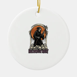 Sensenmann Halloween Vintage Gravur Weißes T-Shirt Keramik Ornament