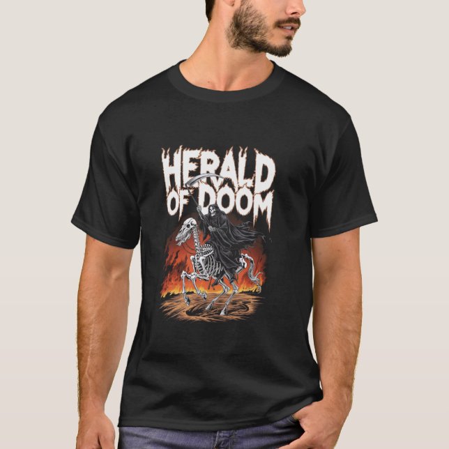 Sensenmann Herold des Untergangs Feuriges Pferd Ar T-Shirt (Vorderseite)