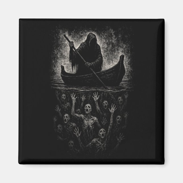 Sensenmann Horror Goth Charon Hades Underworld Myt Magnet (Vorne)