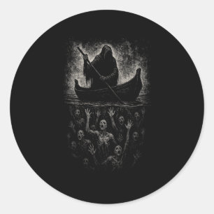 Sensenmann Horror Goth Charon Hades Underworld Myt Runder Aufkleber
