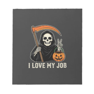 Sensenmann Ich Liebe Meinen Job Halloween-Design Notizblock