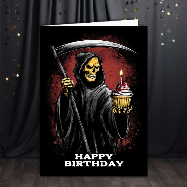 Sensenmann mit Sense zum Geburtstag Karte (Von Creator hochgeladen)