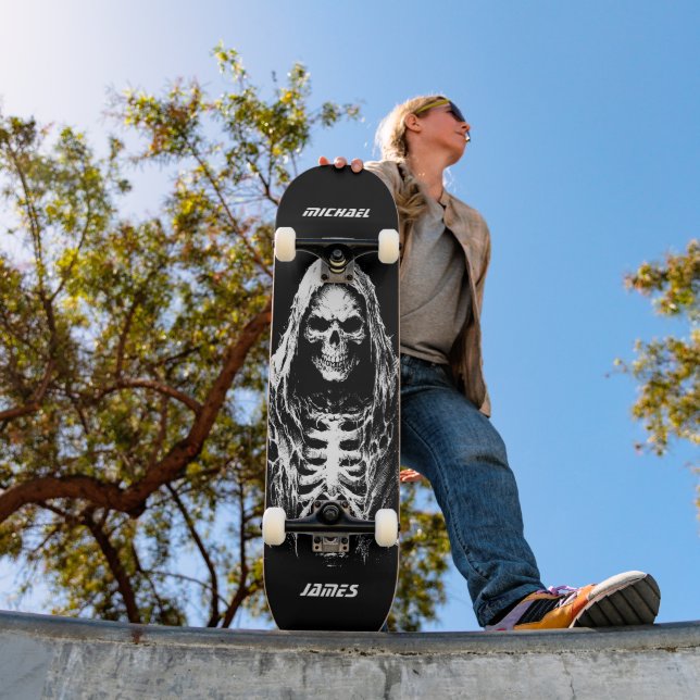 Sensenmann Personalisierter Kantiger Gothic-Totenk Skateboard (Außenbereich 1)