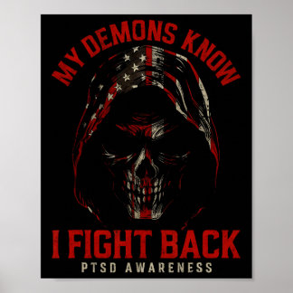 Sensenmann PTSD Meine Dämonen wissen, dass ich geg Poster