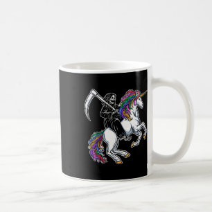 Sensenmann Riding Unicorn Regenbogen Skelett Hallo Kaffeetasse