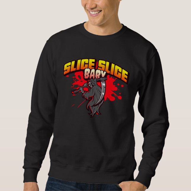 Sensenmann Scheibe Baby Todesengel Blutige Pizza Sweatshirt (Vorderseite)