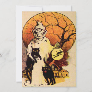 Sensenmann Schwarze Katze Vollmond Baum Laterne He