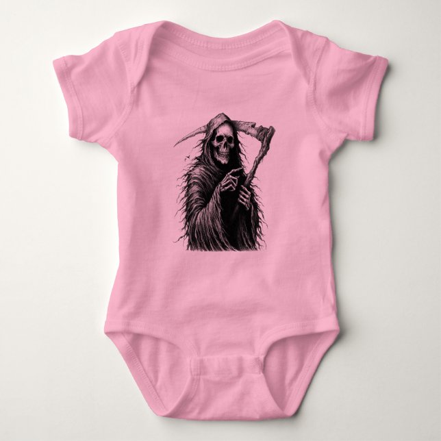Sensenmann-Sense Halloween Gothic Dark Arts Baby Strampler (Vorderseite)