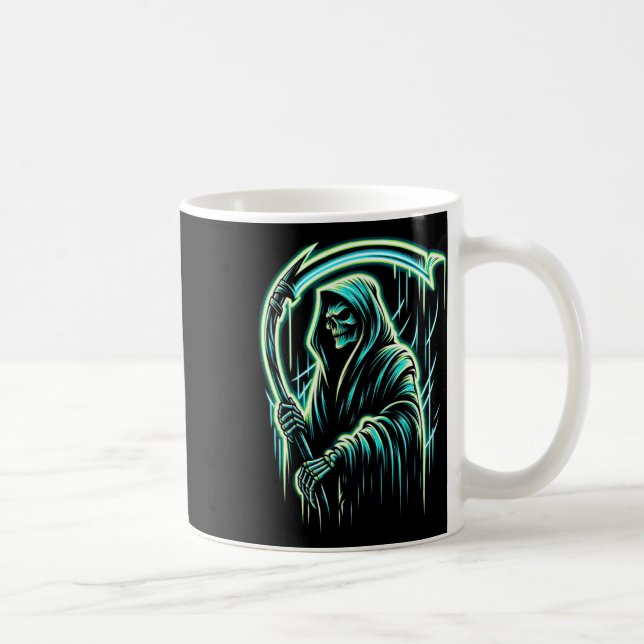 Sensenmann Skeleton Skull Coole Halloween-Schwerme Kaffeetasse (Rechts)