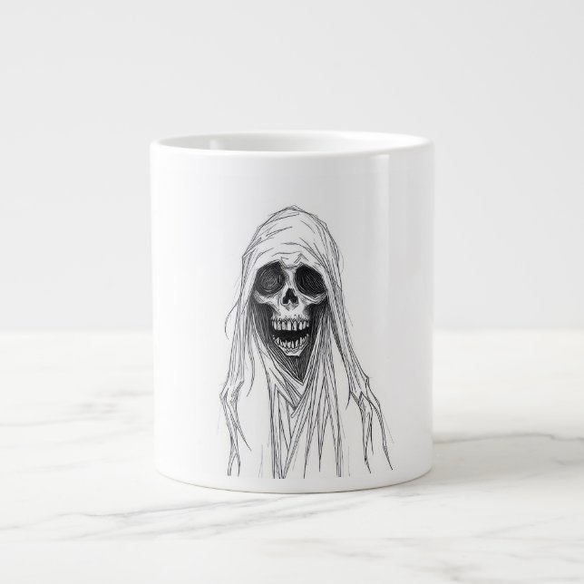 Sensenmann-Skelett Jumbo-Tasse (Vorderseite)