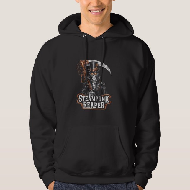 Sensenmann Steampunk Todesgott Zahnräder Zylinder  Hoodie (Vorderseite)