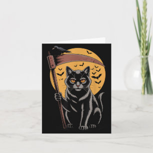 Sensenmann Tod Schwarze Katze Halloween Mama Fraue Karte