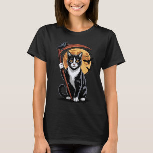 Sensenmann Tod Tuxedo Katze Halloween Mama Frauen  T-Shirt