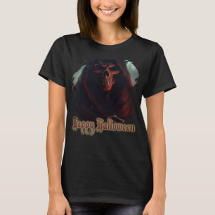 Sensenmann-Totenkopf-Halloween-Gruselkunst T-Shirt