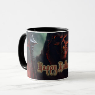 Sensenmann-Totenkopf-Halloween-Spooky-Kunst Tasse