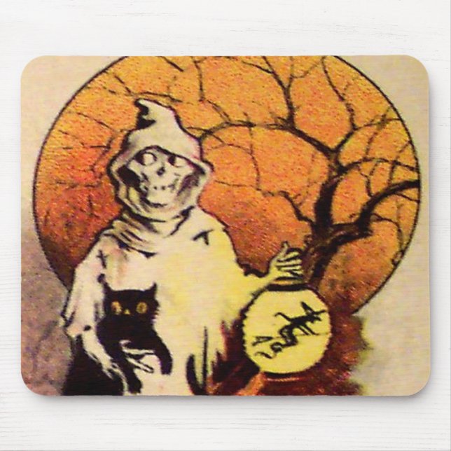 Sensenmann (Vintage Halloween-Karte) Mousepad (Vorne)