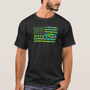 Sensibilisierung für Autismus Mama Puzzle Flag USA T-Shirt