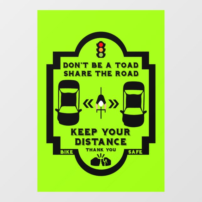 Sensibilisierung für die Sicherheit im Fahrrad Fensteraufkleber (Blatt)