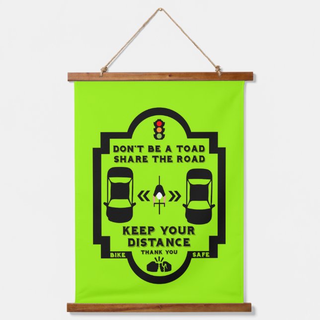 Sensibilisierung für die Sicherheit im Fahrrad Wandteppich Mit Holzrahmen (Vorderseite)