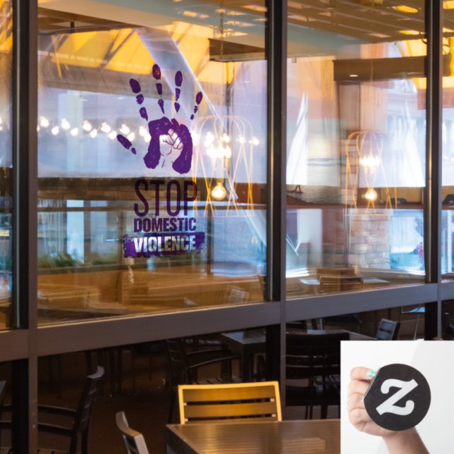 Sensibilisierung für Gewalt im Inland Fensteraufkleber (Restaurantfenster)