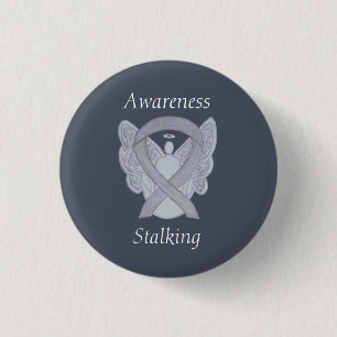 Sensibilisierung für Silberner Engel Ribbon Art Bu Button