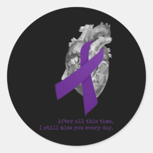 Sensibilisierung Lila Ribbon Herz Miss You Runder Aufkleber