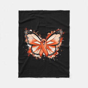 Sensibilisierungsgeschenke Orange Ribbon Butterfly Fleecedecke
