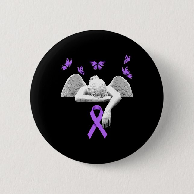 Sensibilisierungskampagne Angel Lila Ribbon Butter Button (Vorderseite)
