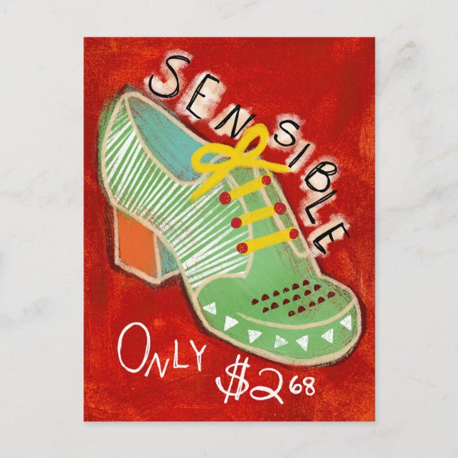 Sensible Oxford Shoes Postcard - farbenfrohe Mode Postkarte (Vorderseite)