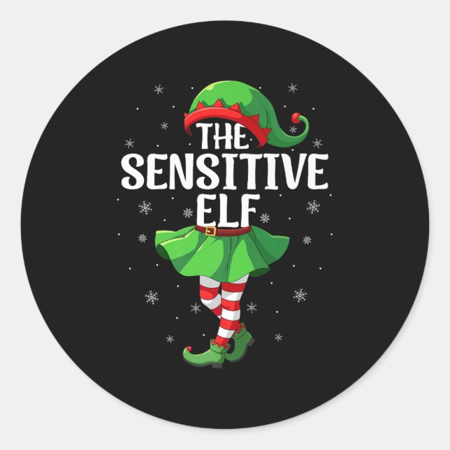 Sensitive Elf Christmas Girls Women Elf Squad Xmas Runder Aufkleber (Vorderseite)