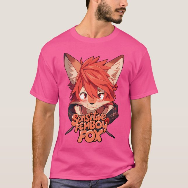 Sensitive Femboy Fox Furry Fandom Artist Merch T-Shirt (Vorderseite)