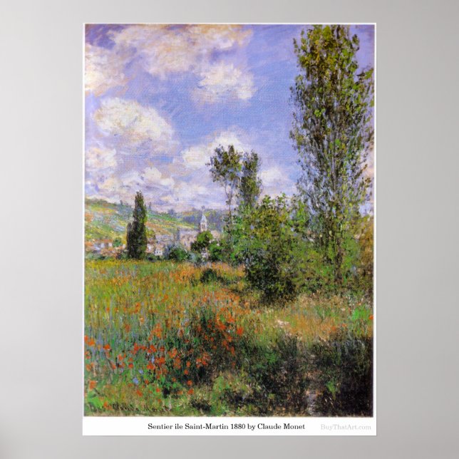 Sentier ile Saint-Martin 1880 von Claude Monet Poster (Vorne)