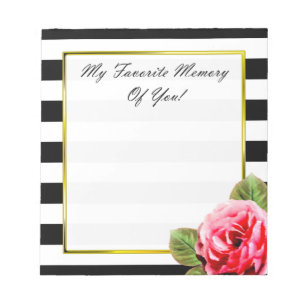 Sentimental Birthday Keepake Memento Pink Rose Notizblock
